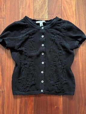 Autumn Cashmere Black Floral Knit Cardigan